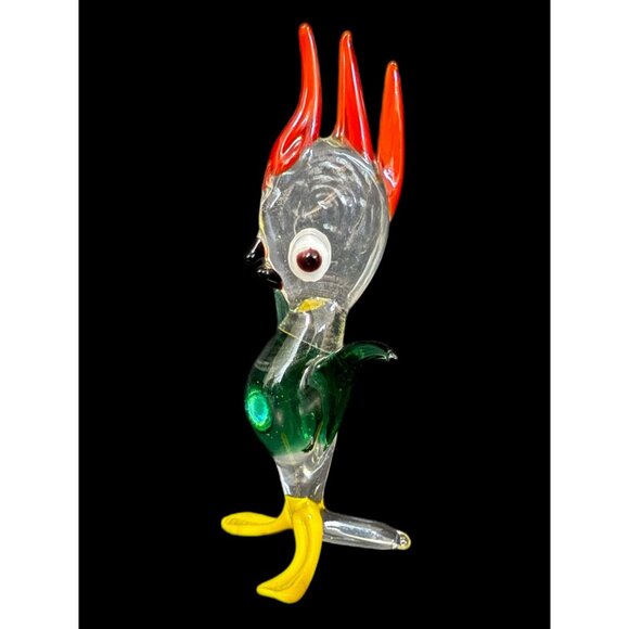 Art Glass Murano Style 3.5” Hand Blown Parrot Bird Vintage - Picture 1 of 4